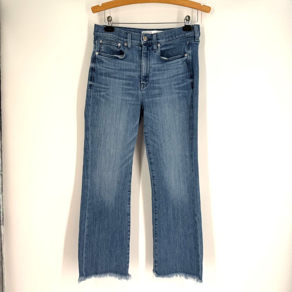AYR Jeans Bomb Pop Women 30 Blue Straight Leg Mid Rise Casual Stretch Raw Hem